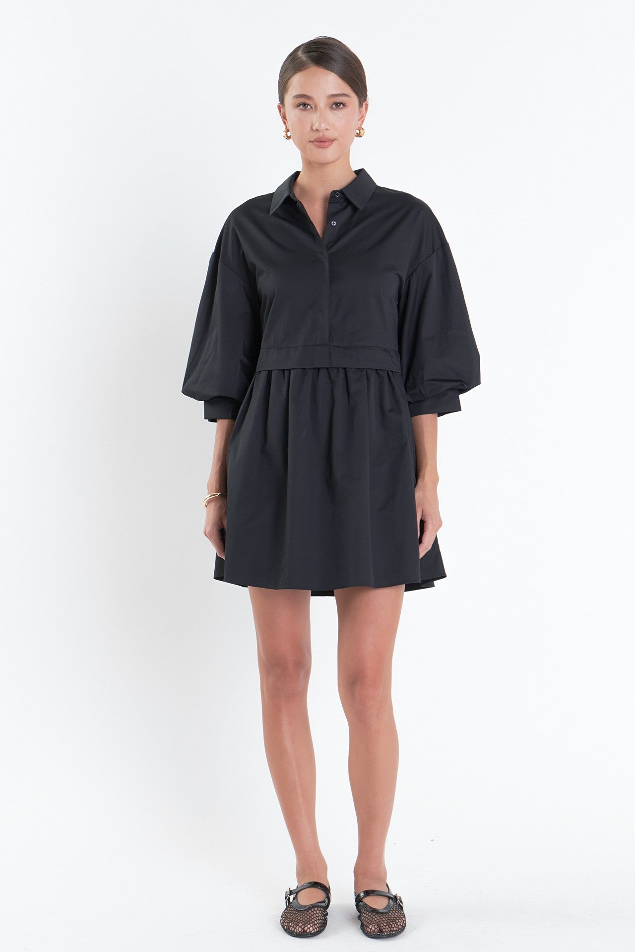 Puff Sleeve Shirt Dress