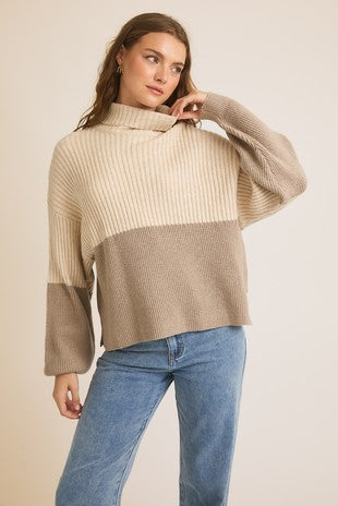 Nude color block sweater