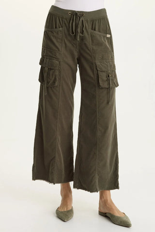 Heta Corduroy Wide-Leg Drawstring Cargo Pant