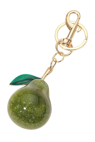 Glittered Pear Keychain/ Bag Charm