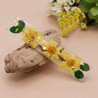 Yellow Dried Flower Bar Hair Clip