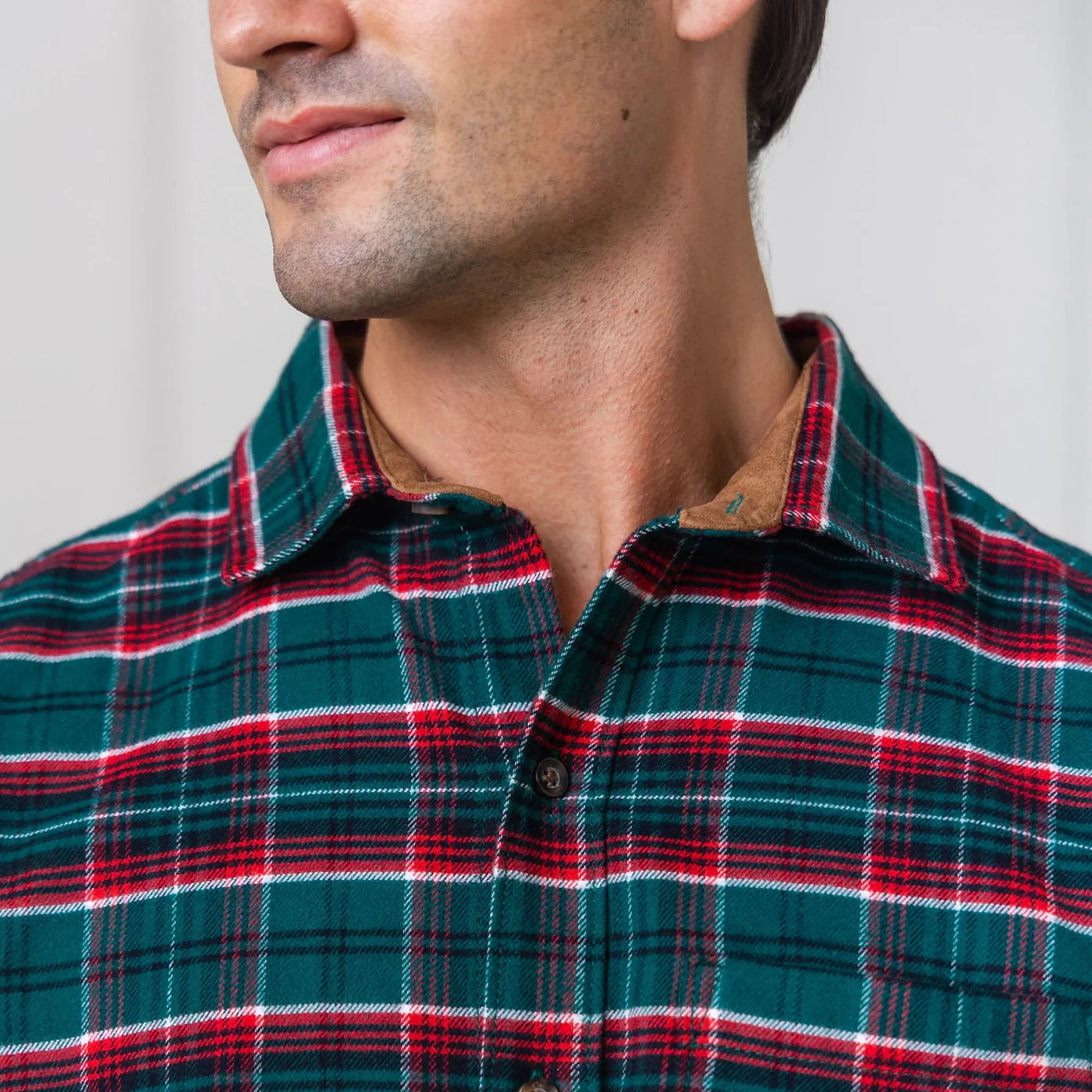 Organic Flannel Shirt with Suede Detail