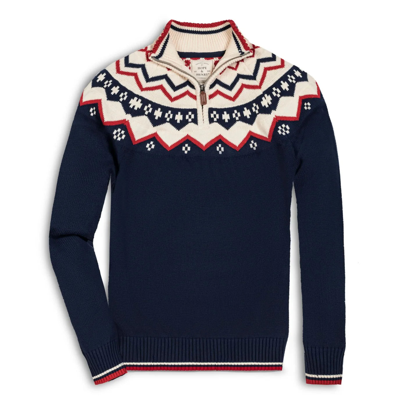 Nordic Half Zip Sweater Navy Nordic Fair Isle