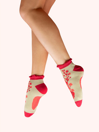Ladies' Ankle Socks - Rouge Blooms Ankle