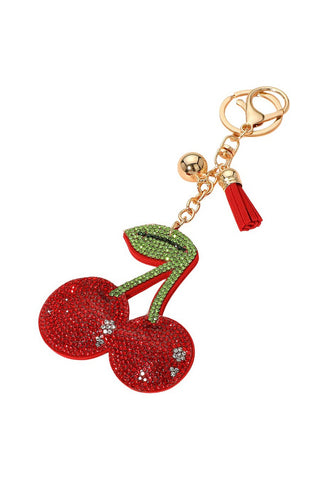 Studded Cherry Keychain/ Bag Charm