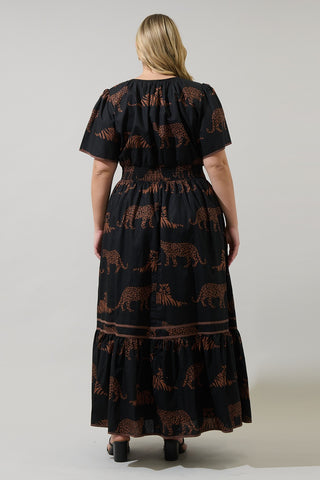 Zenzi Jungle Smocked Midi Dress