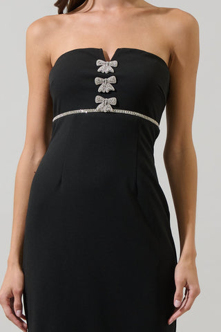 Janice Strapless Bow Midi Dress