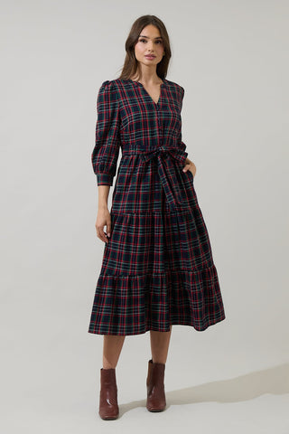 Chapman Plaid Midi Dress