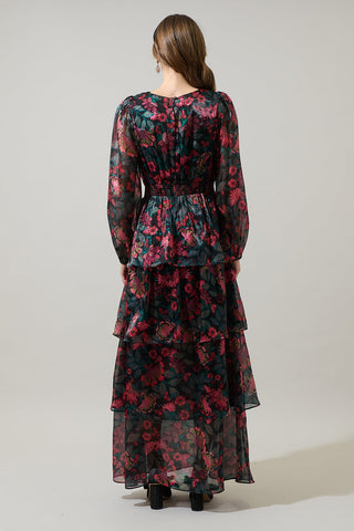 Briala Organza Pleated Maxi Dress