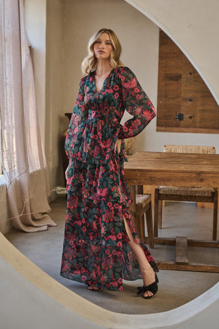 Briala Organza Pleated Maxi Dress