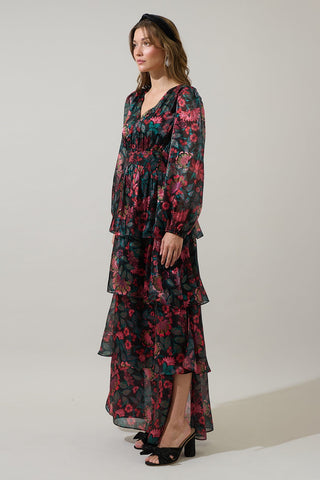 Briala Organza Pleated Maxi Dress