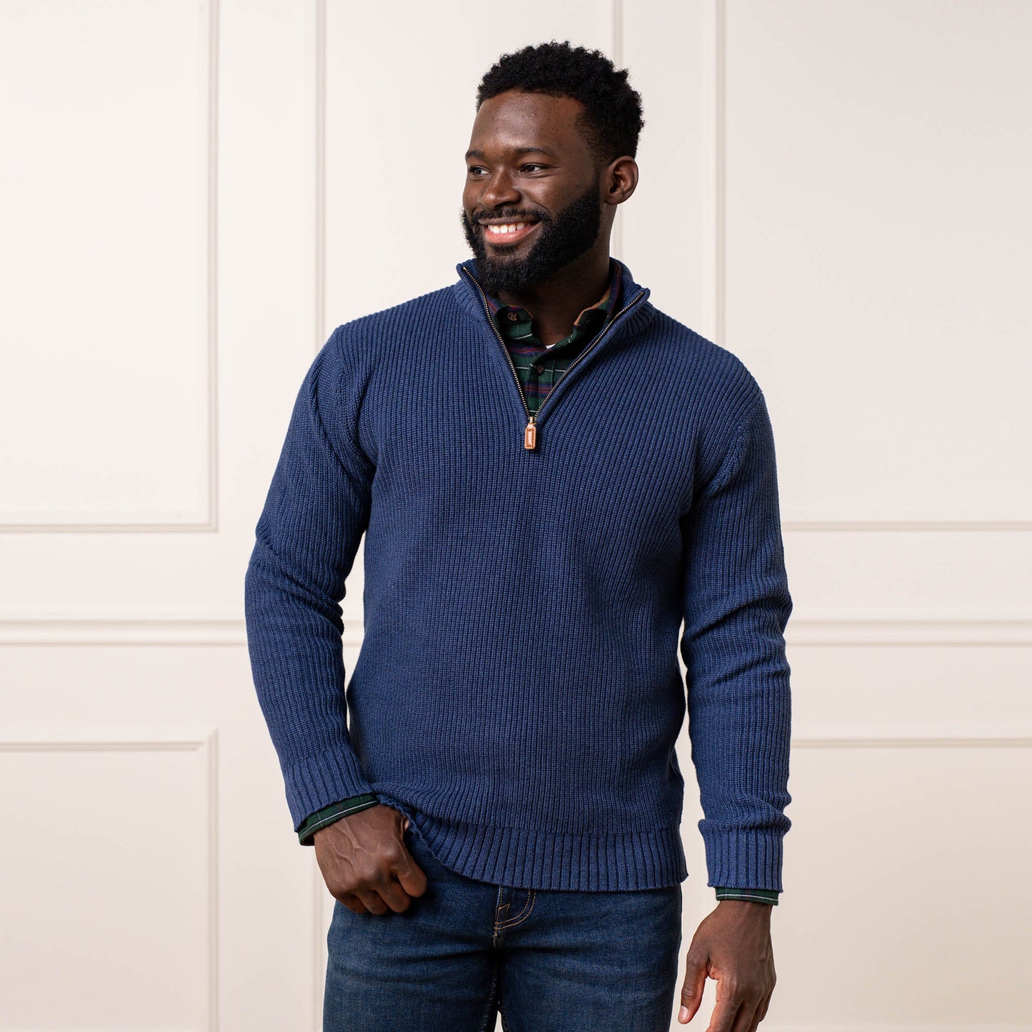 Organic Half Zip Pullover Navy