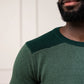 Organic Shoulder Detail Crew Neck Sweater Pine Green