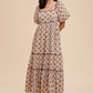 Boho Square Neck Maxi Dress (Statement) - Umber