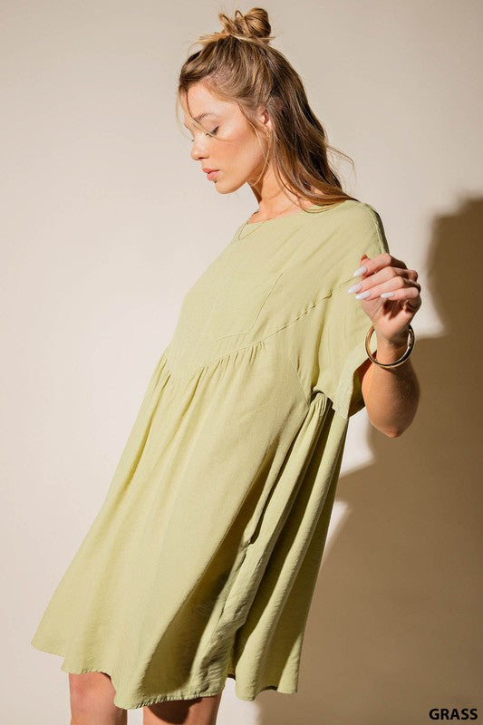 Babydoll Dress - Grass Green