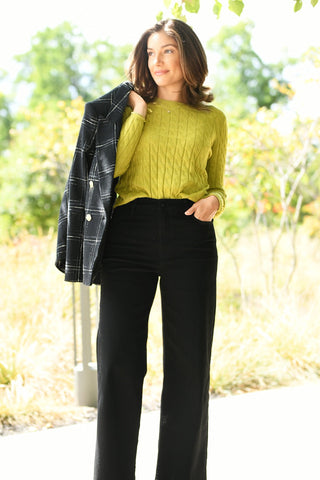 Crew Neck Cable Knit Sweater