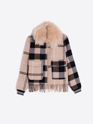 Camel Fringe Bomber Jacket