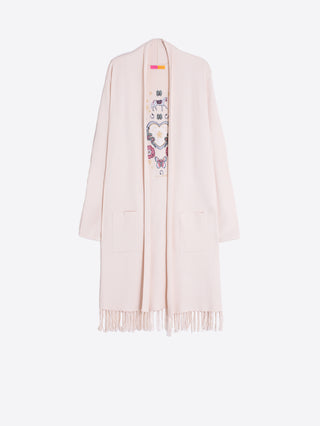 Embroidered Cardigan w/ Fringe
