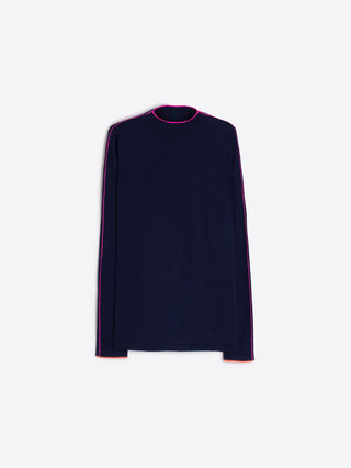 Navy High Neck Knit w/ Piping
