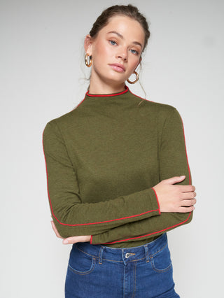Olive High Neck Sweater