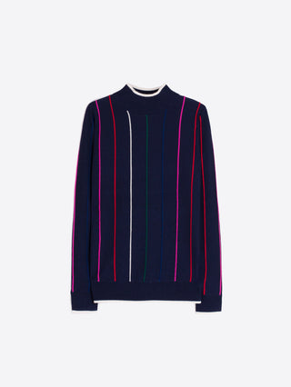 Navy Multicolor Striped Sweater