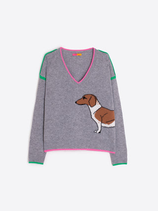 Weiner Dog V-Neck Sweater
