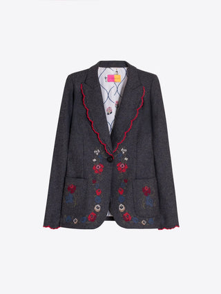 GRAY TWEED HEARTS JACKET
