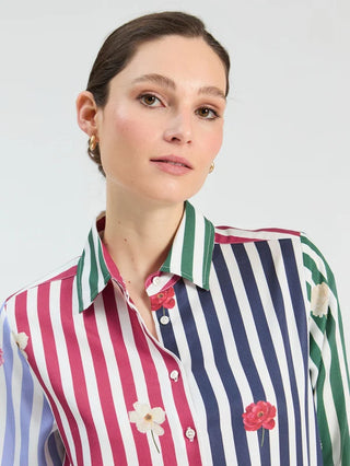 MULTICOLORED STRIPED FLORAL SHIRT