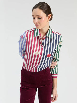 MULTICOLORED STRIPED FLORAL SHIRT