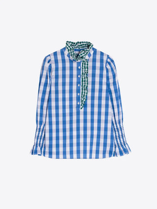 CORNFLOWER BLUE GINGHAM SHIRT WITH BOW