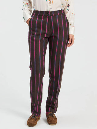 Brown pink stripe pant