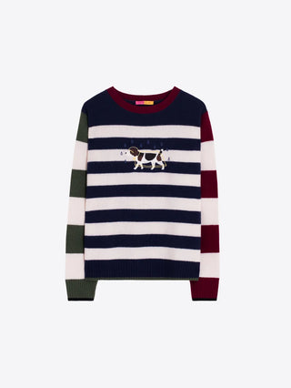 DOG RAINCOAT JUMPER EMBROIDERED NAVY STRIPES