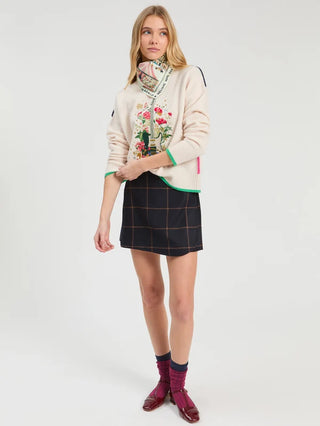 ECRU EMBROIDERED GUITAR SWEATER