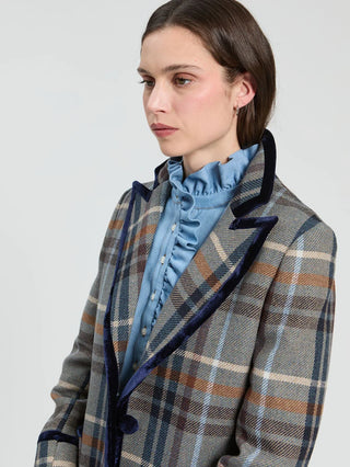 LONG PLAID WOOL COAT