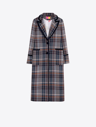 LONG PLAID WOOL COAT