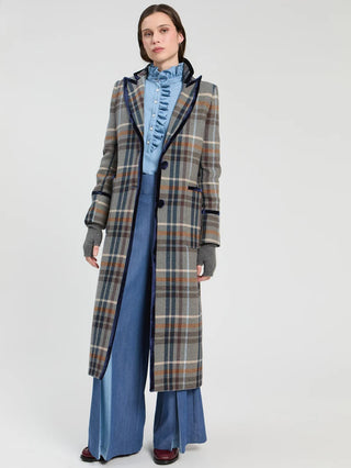 LONG PLAID WOOL COAT