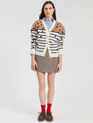 LEOPARD AND STRIPED CARDIGAN