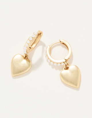 Pearl Drop Hoop Earrings Hearts