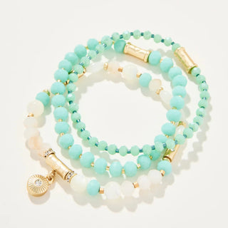 Sparkle Stretch Bracelet Stack (Sea Foam)