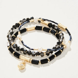 Sparkle Stretch Bracelet Stack (Black)