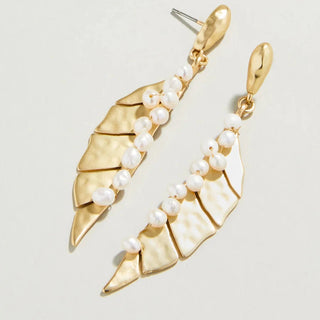 Banana Leaf Pearl Earrings