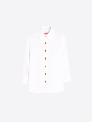 White Shirt w/ Embroidered Ice Cream