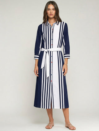 Navy & White Striped Shirt Dress