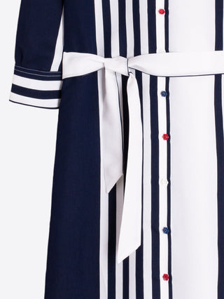 Navy & White Striped Shirt Dress