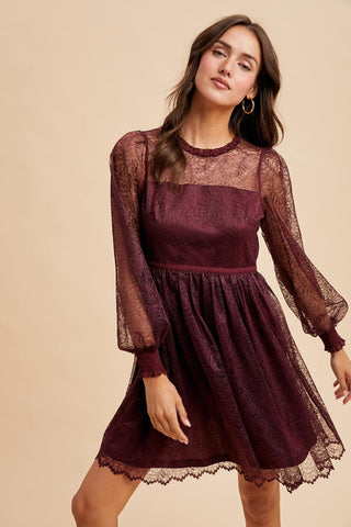 Ruffle Neck Mini Dress