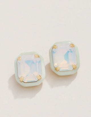 Clara Window Stud Earrings (White Opal)