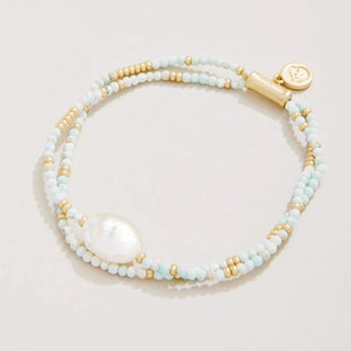 Harmony Stretch Bracelet (Light Turquoise/ Pearl)