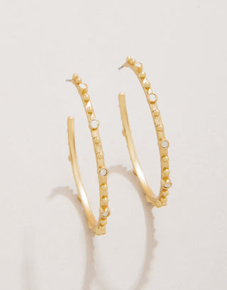 Bristol Hoop Earrings 45mm - White Opal