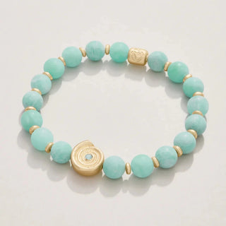 Beachy Stretch Bracelet 8mm (Amazonite/ Moon Shell)
