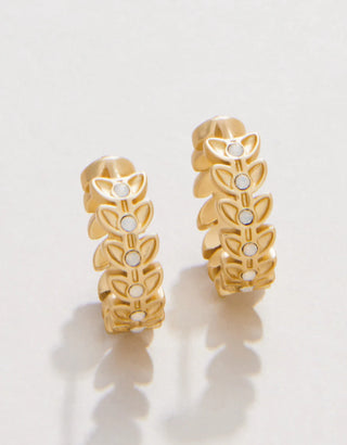 Parkwood Petite Hoop Earrings 14mm White Opal